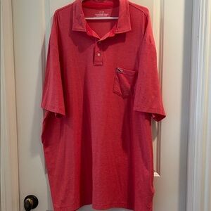 Vineyard Vines Edgartown Polo Shirt pink w/fine white stripes short sleeves 3XLT